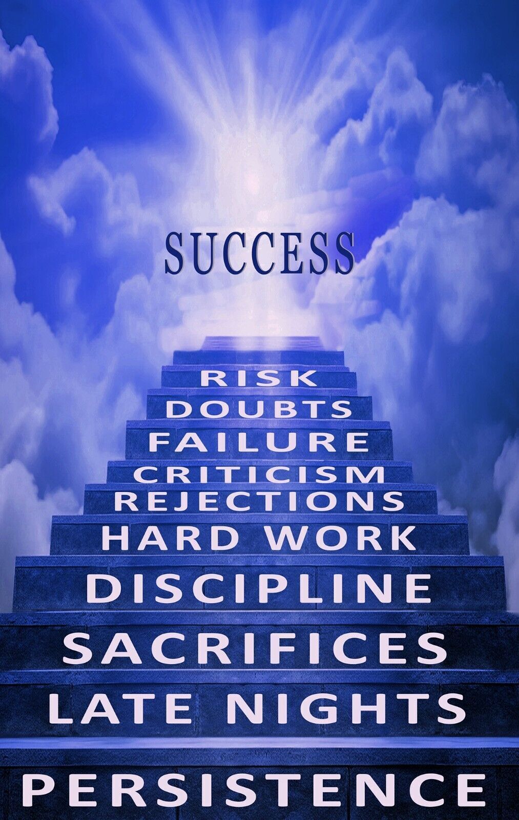 Inspirational Motivation Success Canvas Wall Art Picture Print - Blue