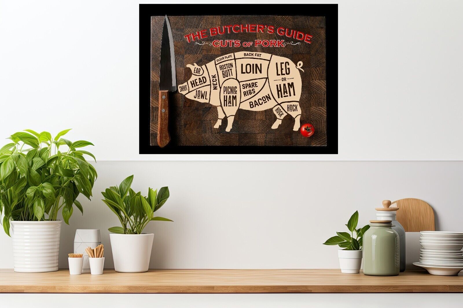 Butchers Guide Cuts of Pork Pig Cotton Canvas Wall Art Picture Print