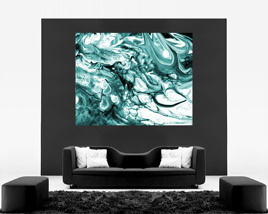 Duck Egg Blue Marble Abstract Art on CANVAS WALL ART Picture Print A4 A1 A2
