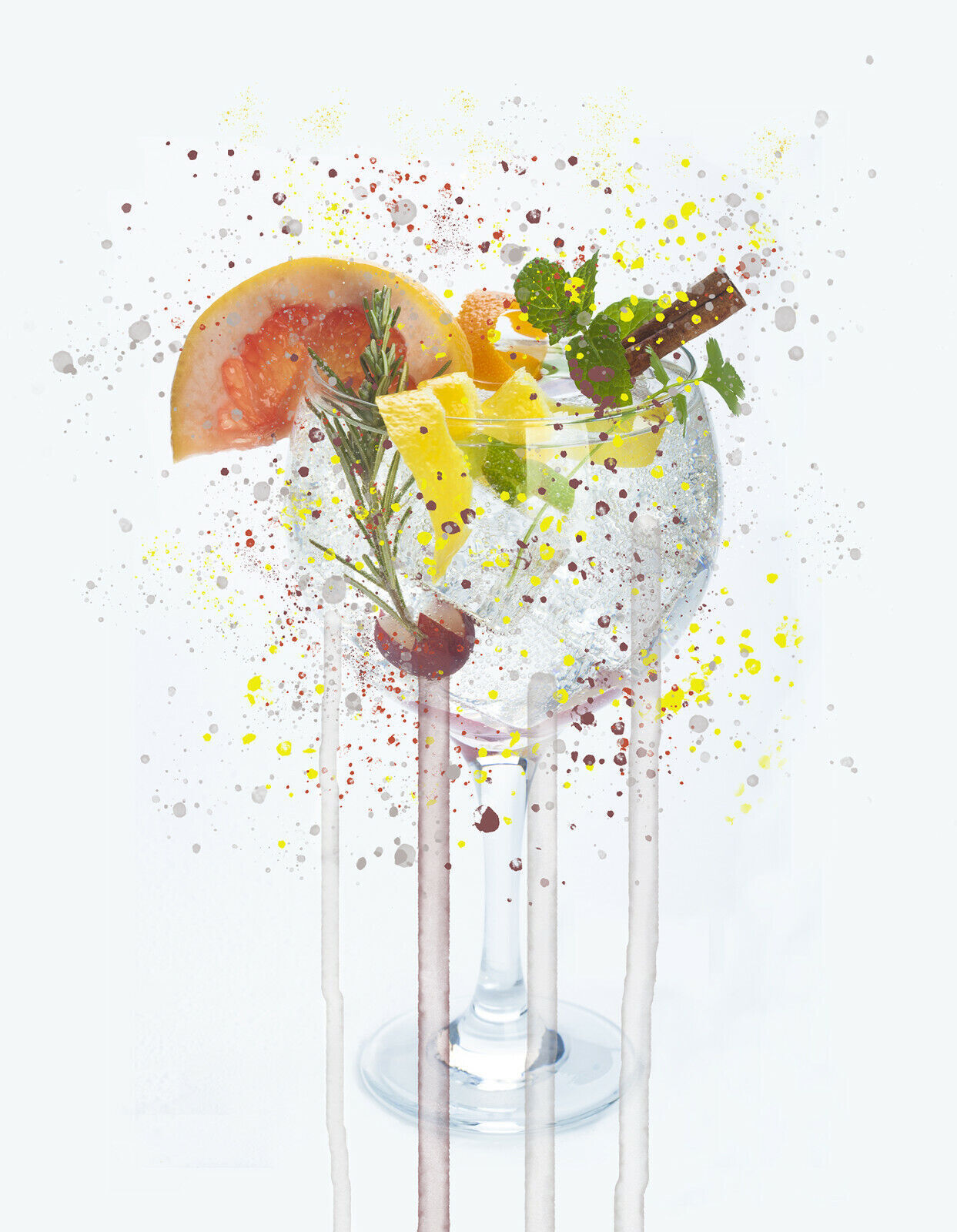 GIN AND TONIC DRINK CANVAS WALL SPLASH ART PICTURE PRINT