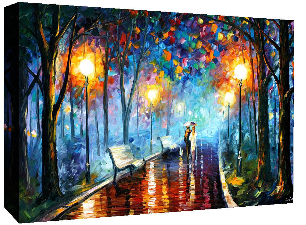 Leonid Afremov Stroll in Park Oil Painting on Canvas Wall Art Picture Print