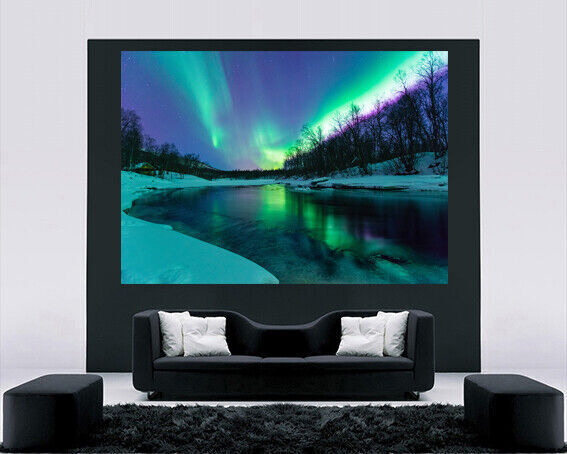 Northern Lights Aurelia Borealis Winter River  Canvas Wall Art Picture Print