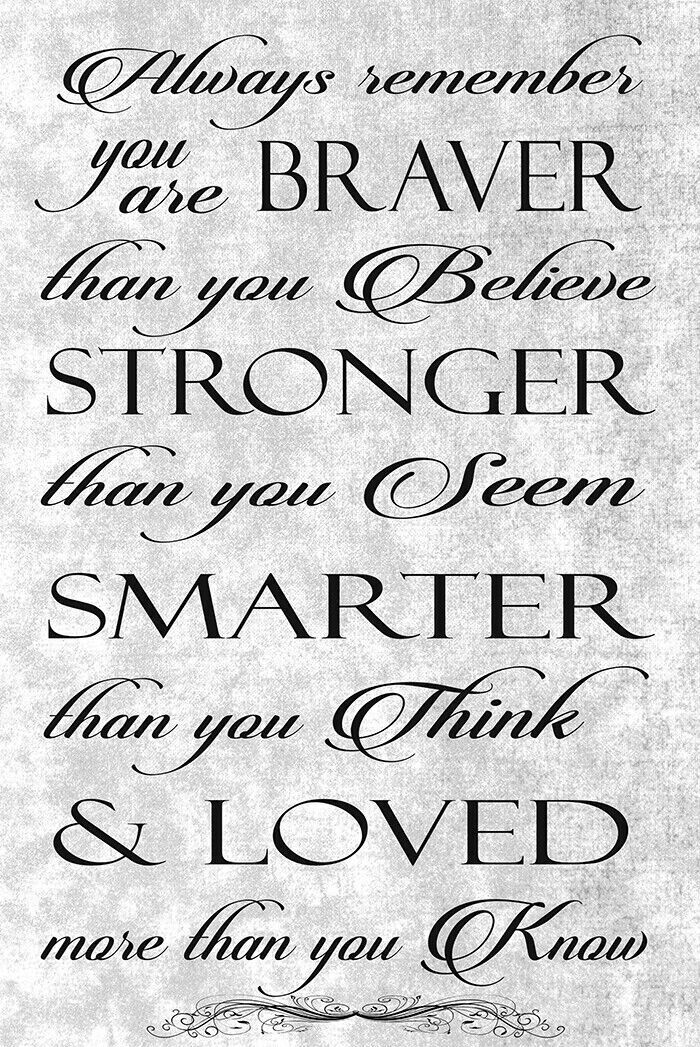 Always Remember You Are Braver Quote Grey / Black Canvas Wall Art Picture Print