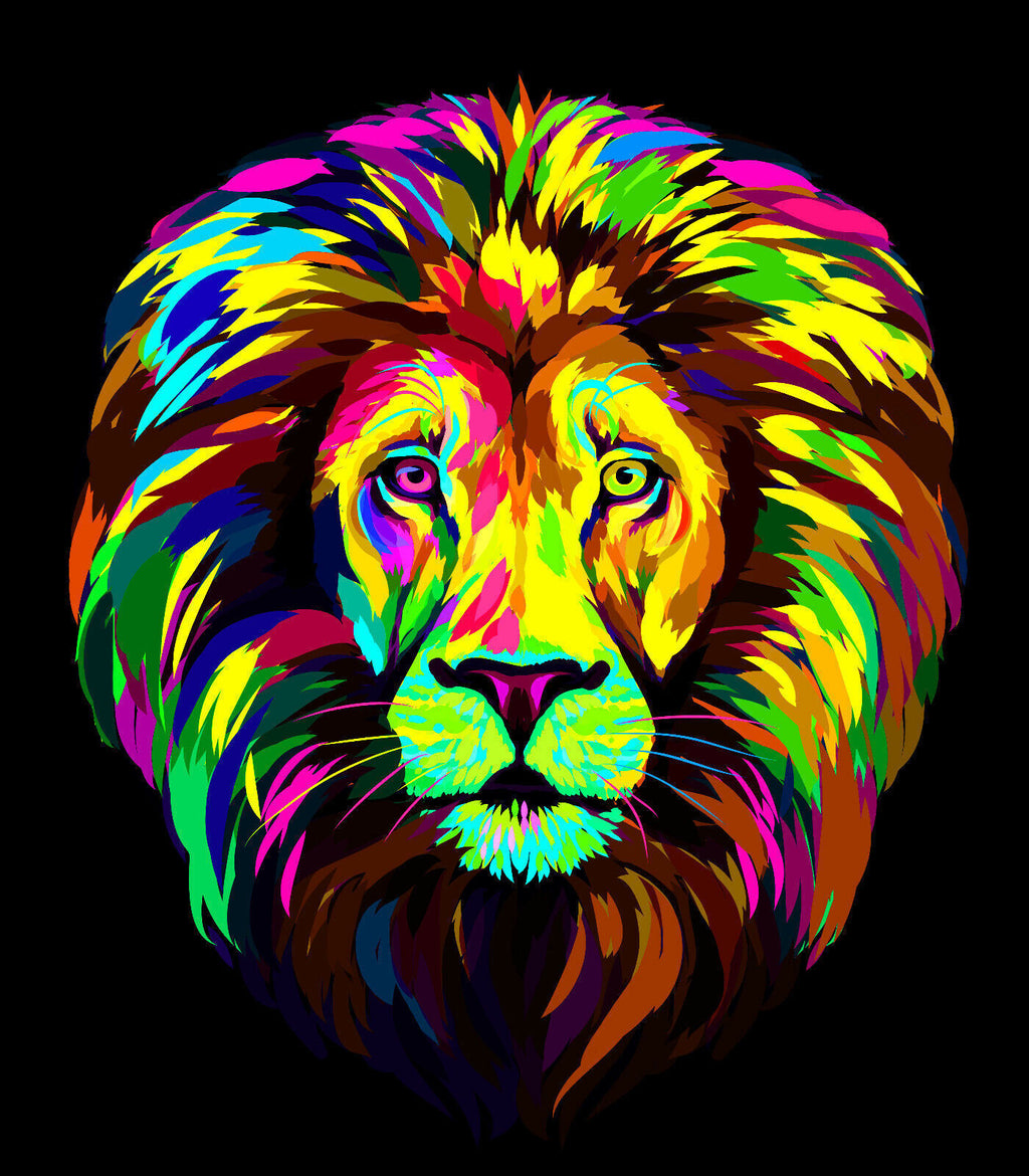 Colourful Lion Animal Abstract Pop Art Canvas Wall Art Picture Print