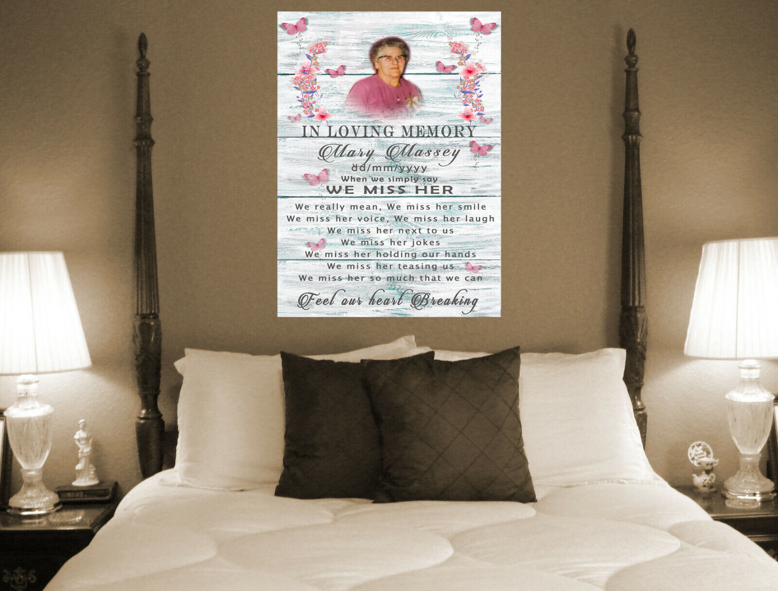 Personalised Memorial We Miss Her Poem CANVAS WALL ART Picture Print  All sizes