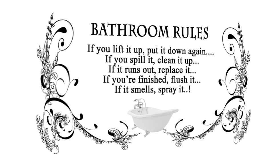 Black & White Bathroom Rules Quote Canvas Wall Art  Picture Print A1, A2, A0