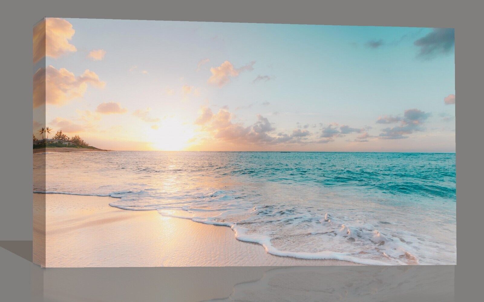 Soft Colours Beach Sky Sunset Seaside Canvas Wall Art Picture Print