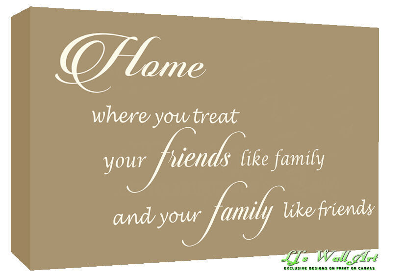 Home Family & Friends Quote Canvas Wall Art  Picture Print Beige / Sepia