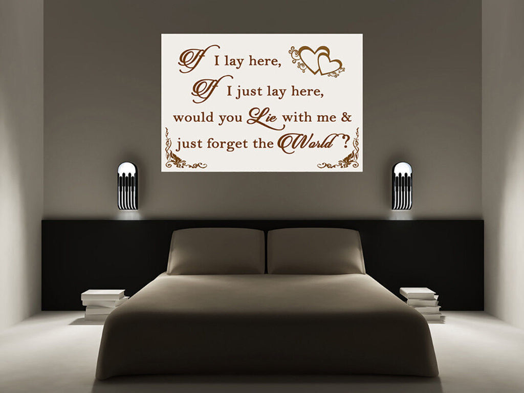 If I Lay Here - Snow Patrol QUOTE Canvas Wall Art Picture Print - Cream /  Brown