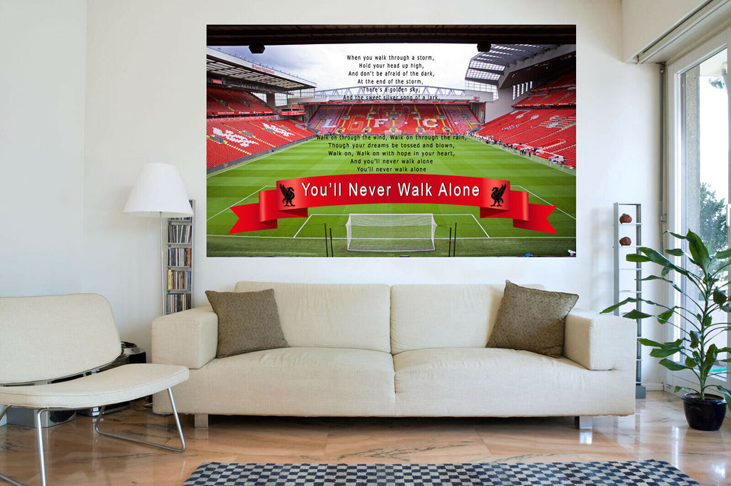 Coloured Liverpool Anfield You'll Never Walk Alone CANVAS WALL ART Print Picture