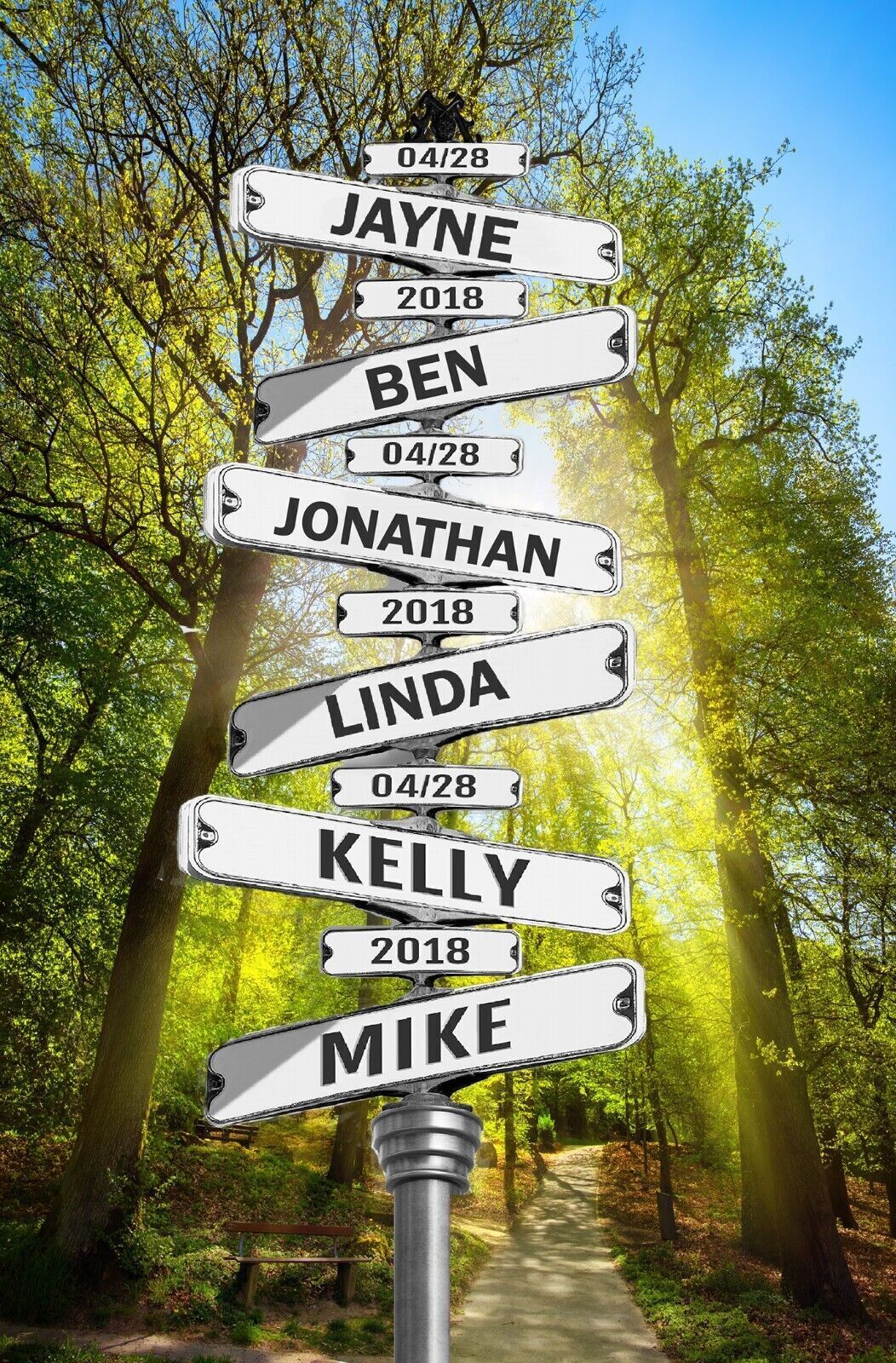 Sunny Personalised Personal up to 6 Names on Street Sign Canvas Wall Art Print