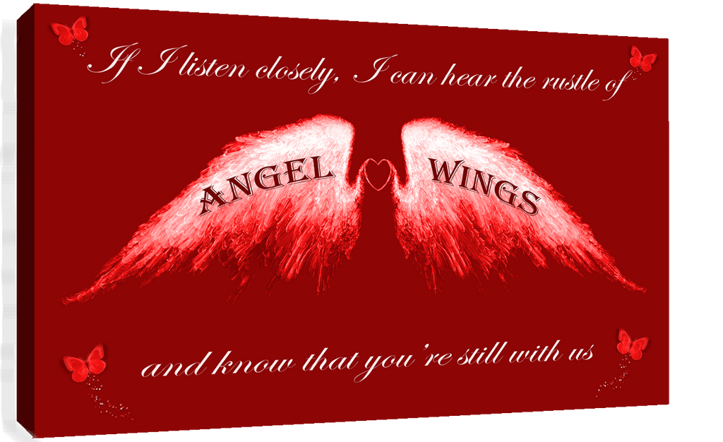 Angel Wings Wall Art Picture 'IF I Listen Closely' Quote Canvas Print Brown