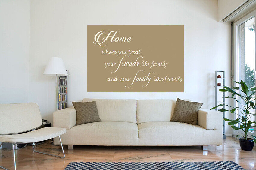 Home Family & Friends Quote Canvas Wall Art  Picture Print Beige / Sepia