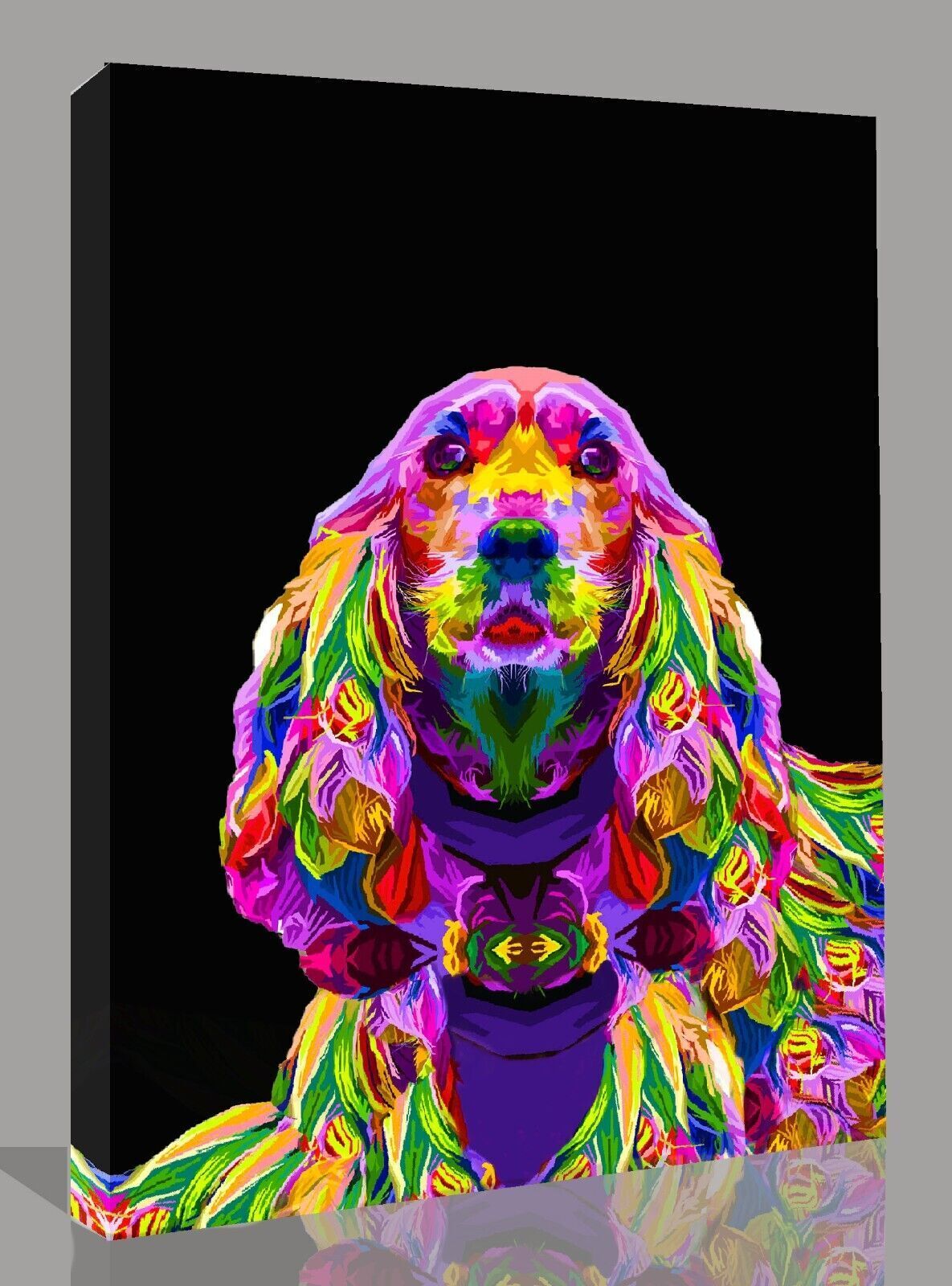 Portrait Colourful Spaniel Dog Abstract Pop Art Canvas Wall Art Picture Print