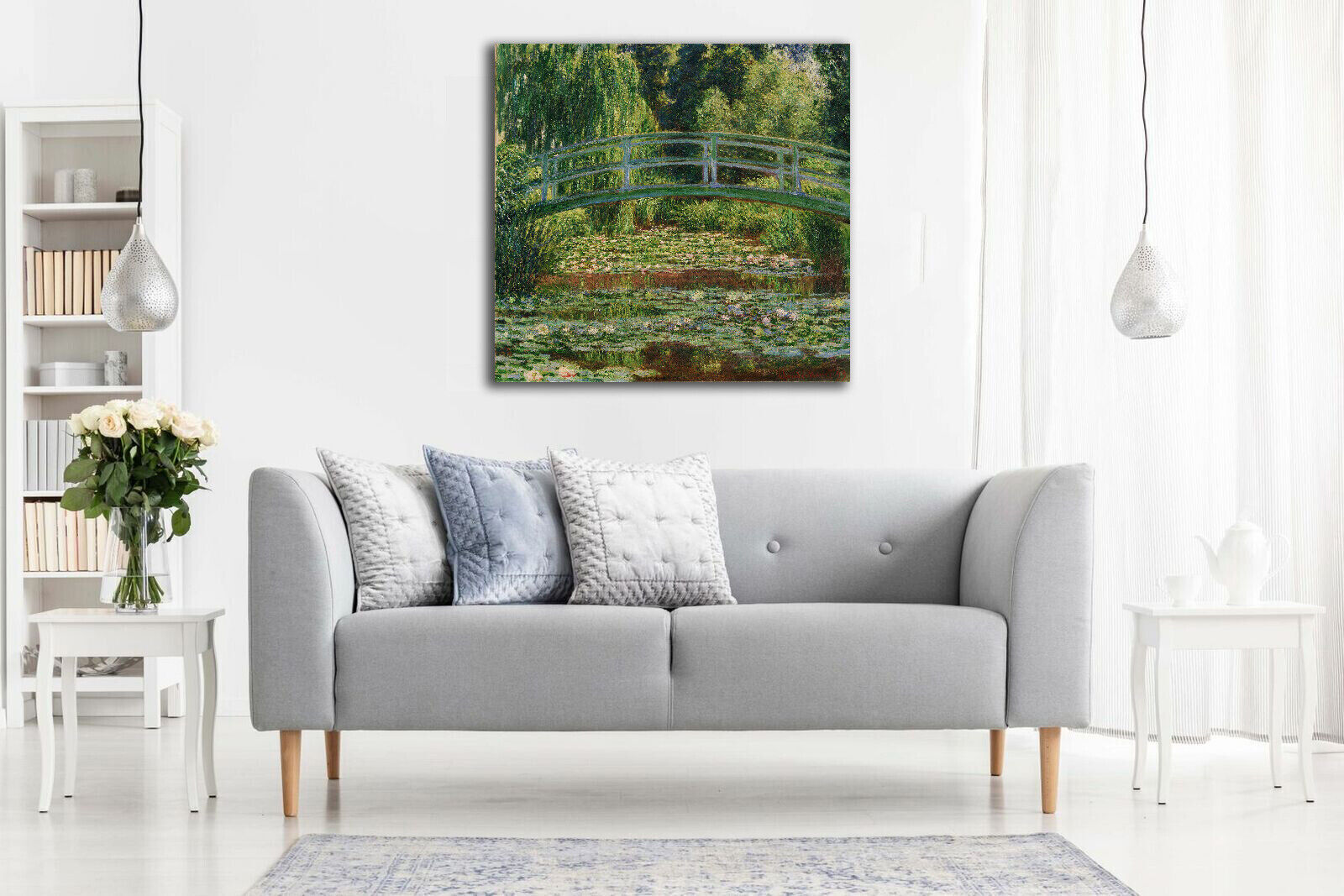 Japanese Footbridge and the Water Lily Pool Monet Canvas Wall Art Picture Print