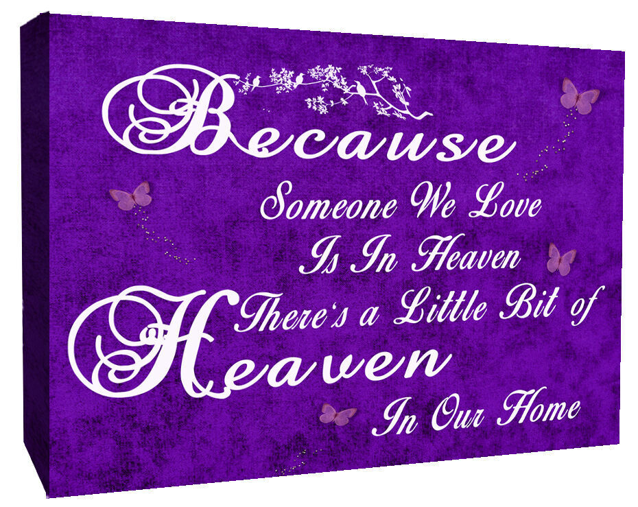 HEAVEN QUOTE - Life - Purple Canvas Wall Art Picture Print- ALL SIZES