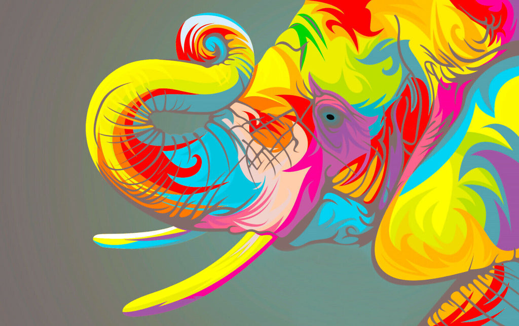Colourful pop art abstract Elephant Canvas Wall Art Picture Print
