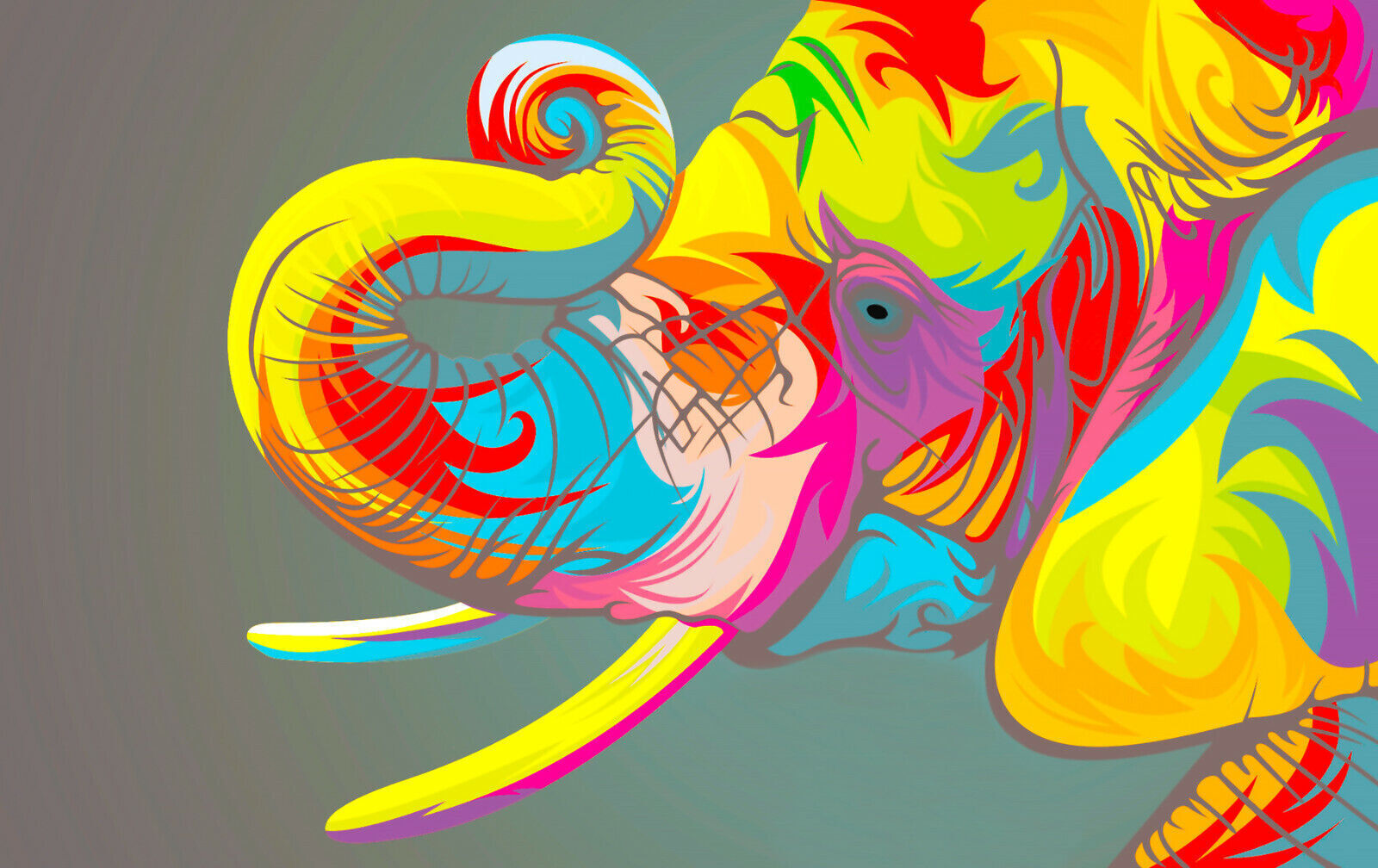 Colourful pop art abstract Elephant Canvas Wall Art Picture Print