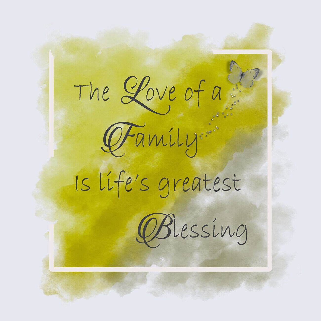 Watercolours Yellow & Grey Family Quote Canvas Wall Art Picture Print