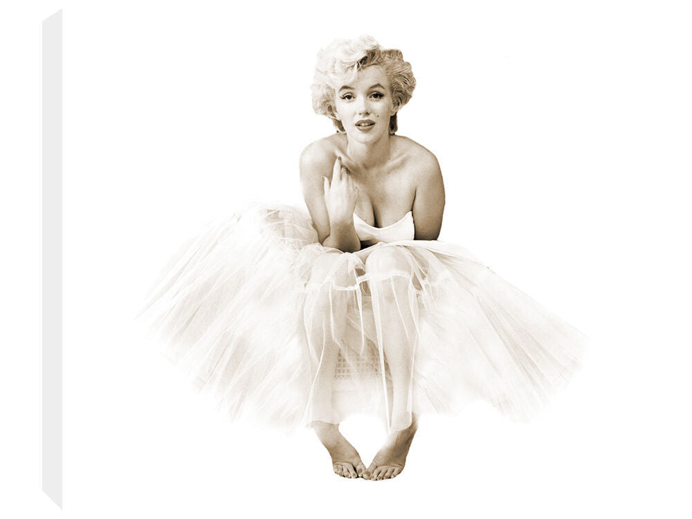 Marilyn Monroe-Ballerina Icon Canvas Wall Art Picture Print - Sepia A0, A1, A2