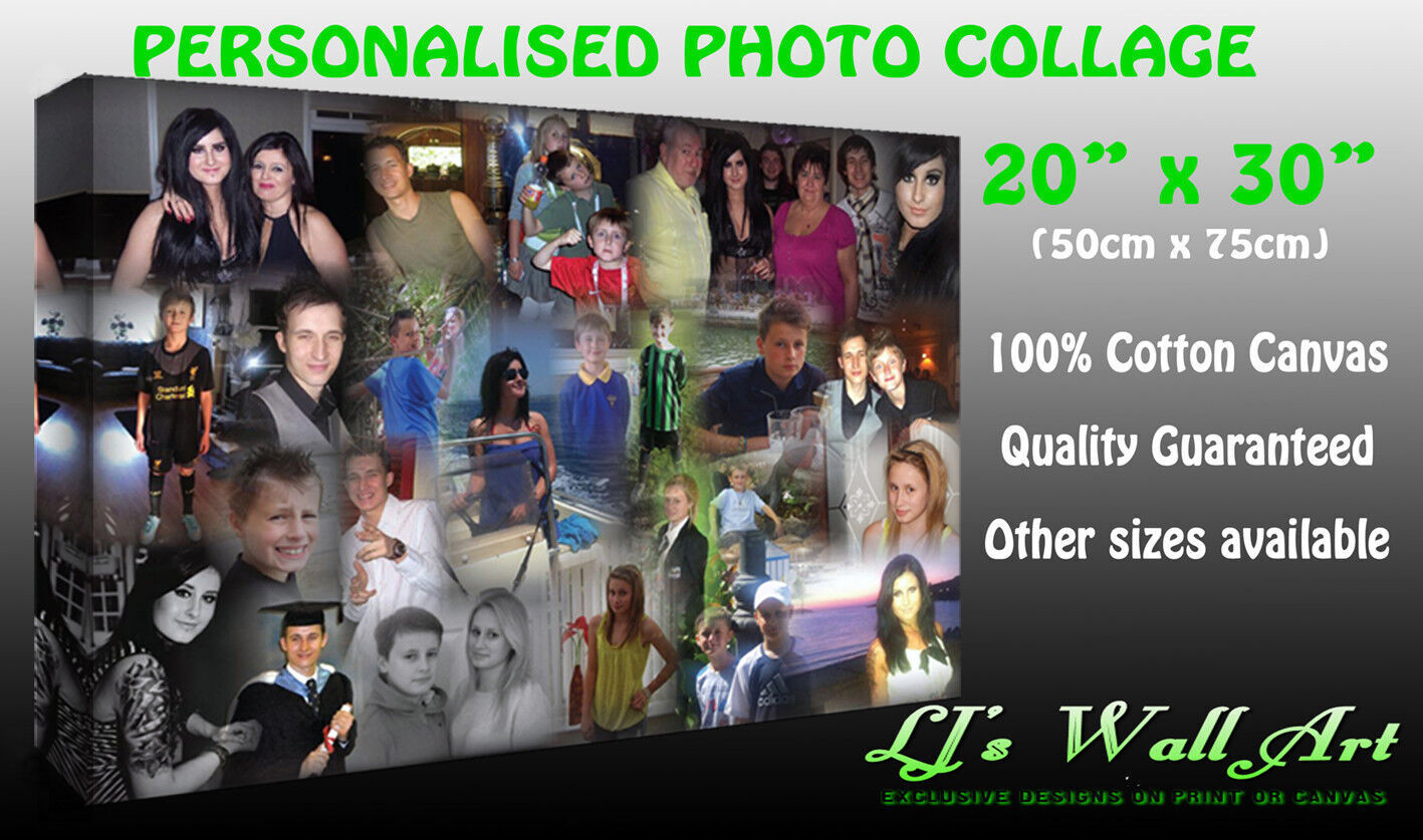 Your Personal Personalised Photos on a Collage /Montage Canvas Print 30" x 20"