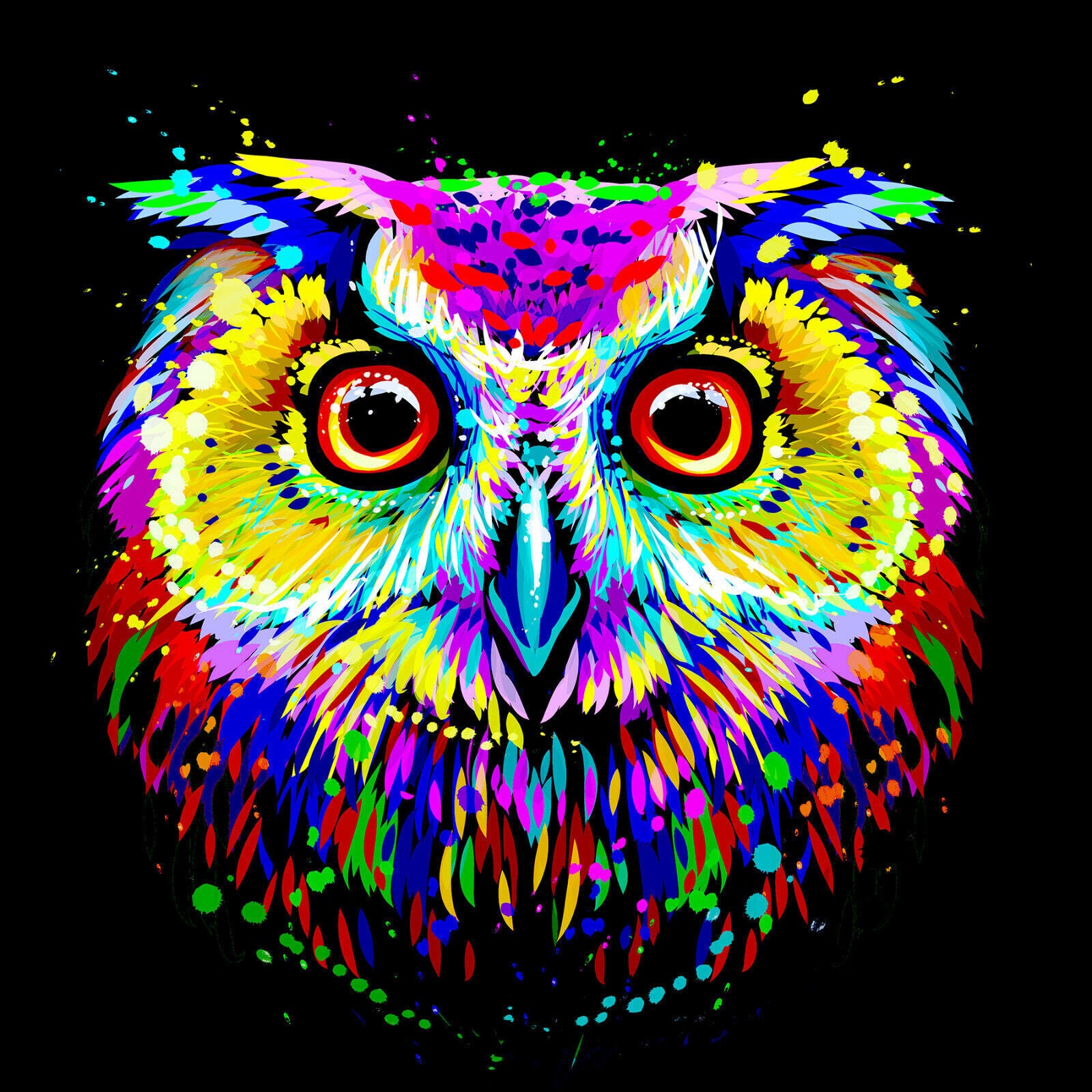 Colourful Owl Abstract Pop Art Canvas Wall Art Picture Print -Free Fast Delivery