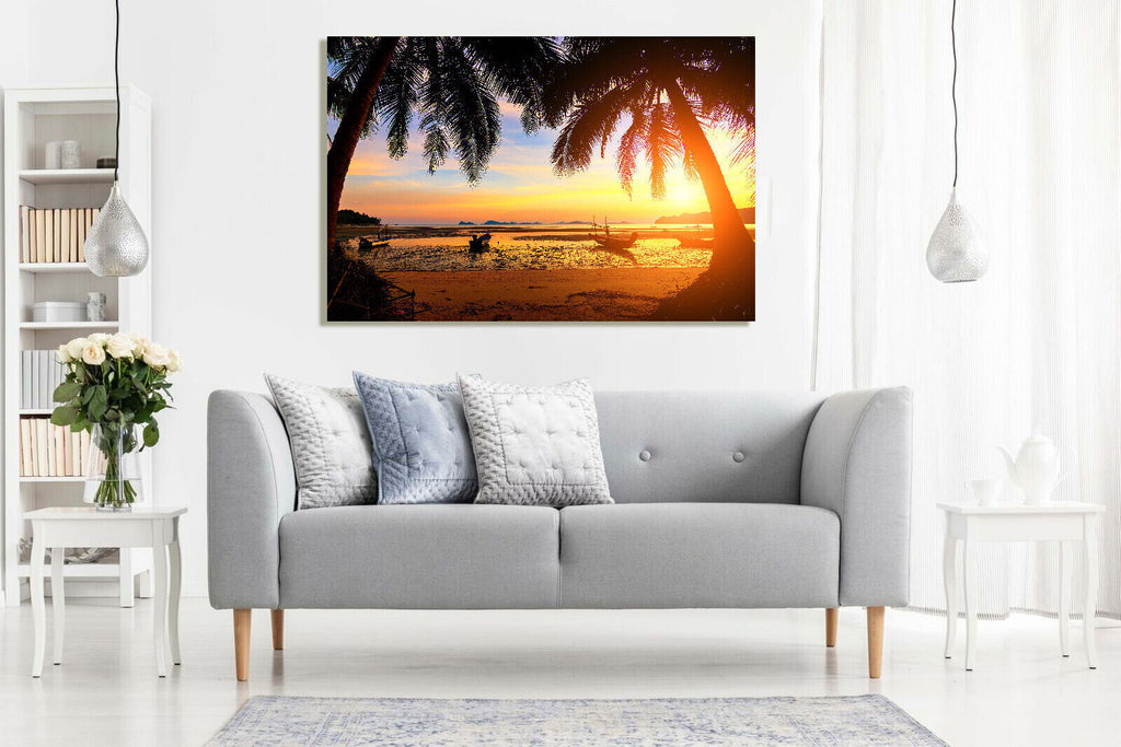 Sunset in Thailand Beach Canvas Wall Art Picture Print