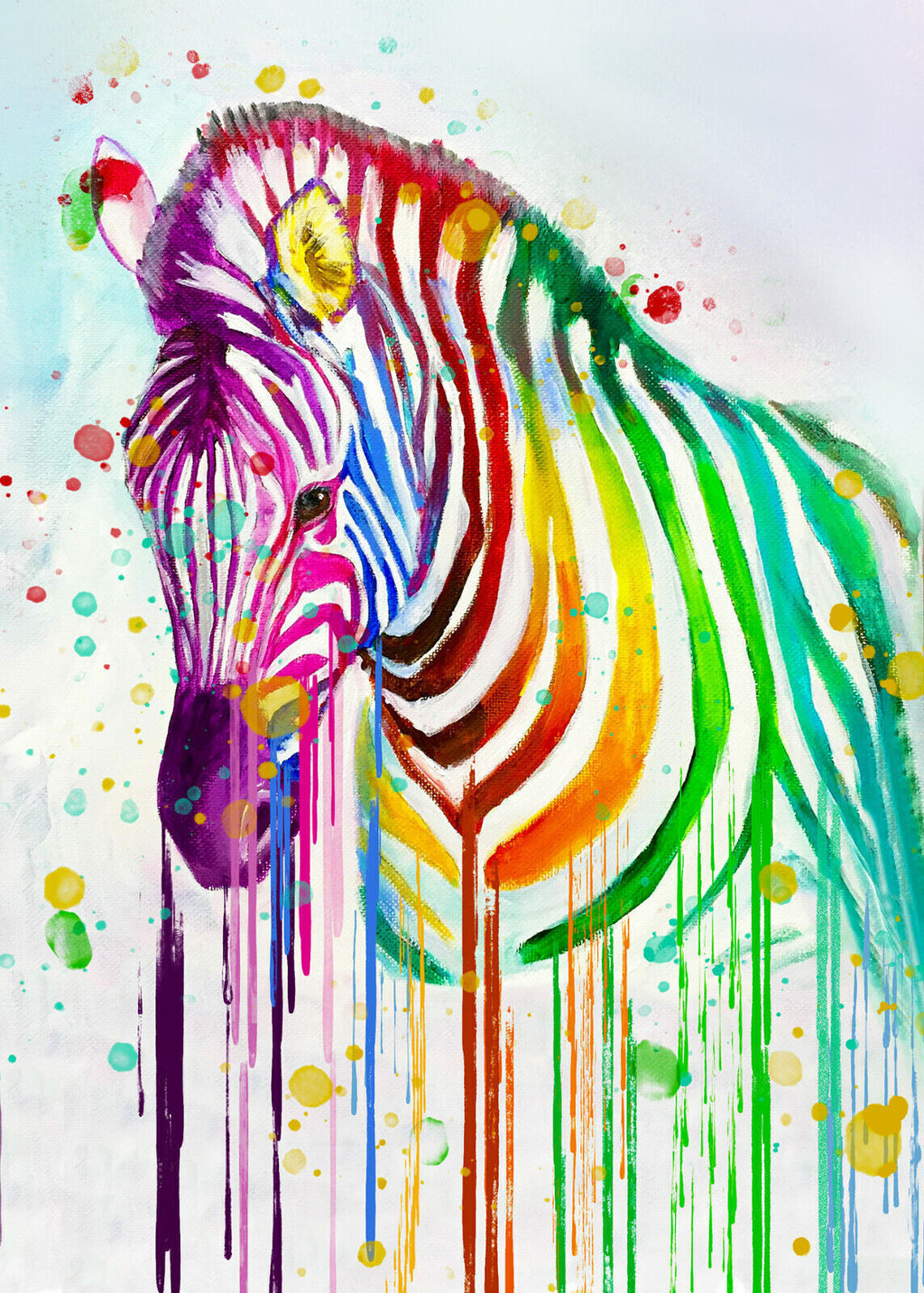 Abstract Colourful Zebra Canvas Wall Splash Art Picture Print