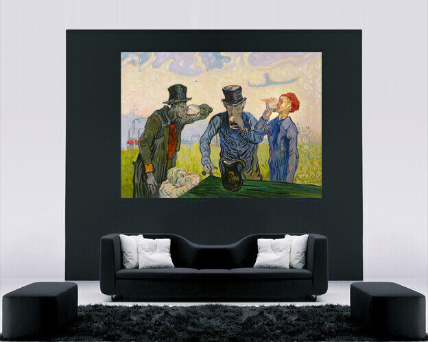 Van Gogh The Drinkers Pub Friends Painting Canvas Wall Art Picture Print