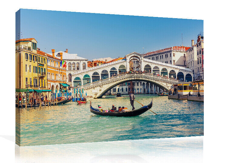 Rialto Bridge In Venice CANVAS WALL ART Picture Print - Coloured