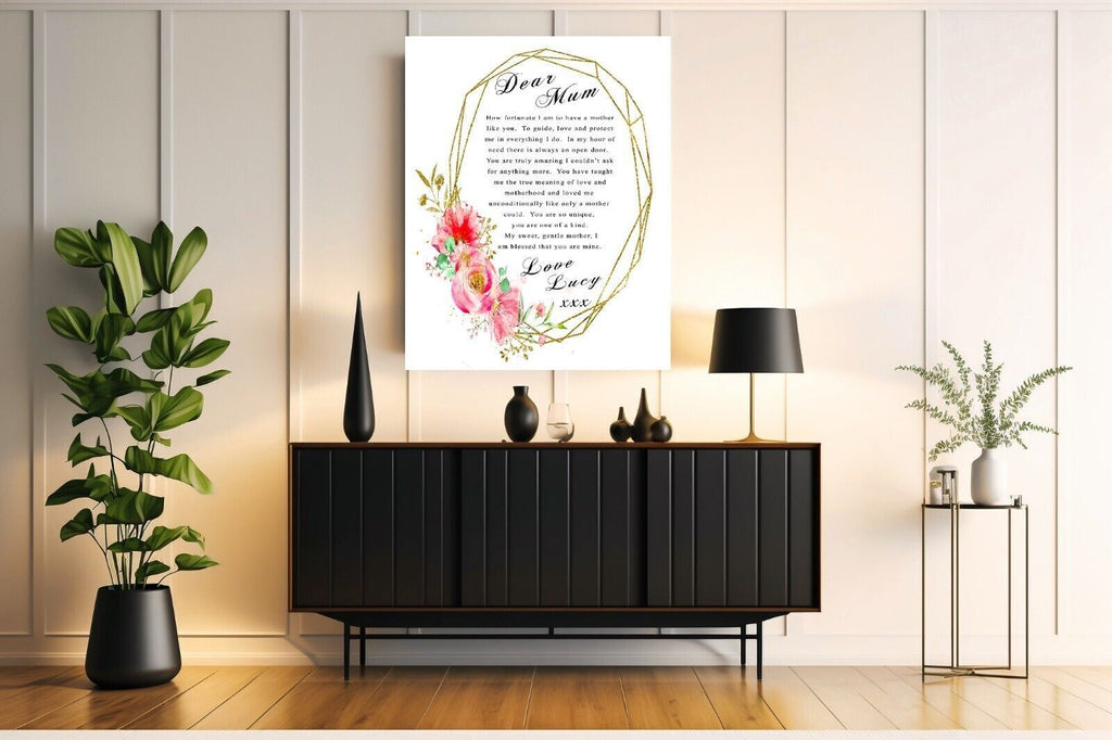 Dear Mum Poem Personalised Canvas Wall Art Picture Print