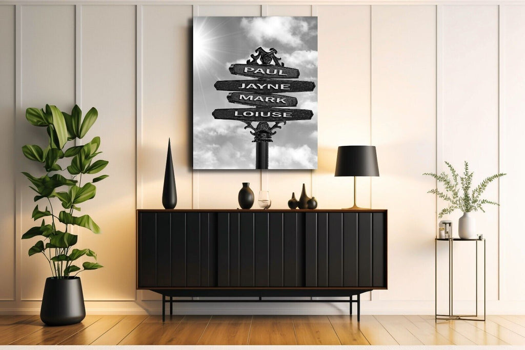 Personalized Personal Names on Vintage Street Sign Canvas Wall Art Print