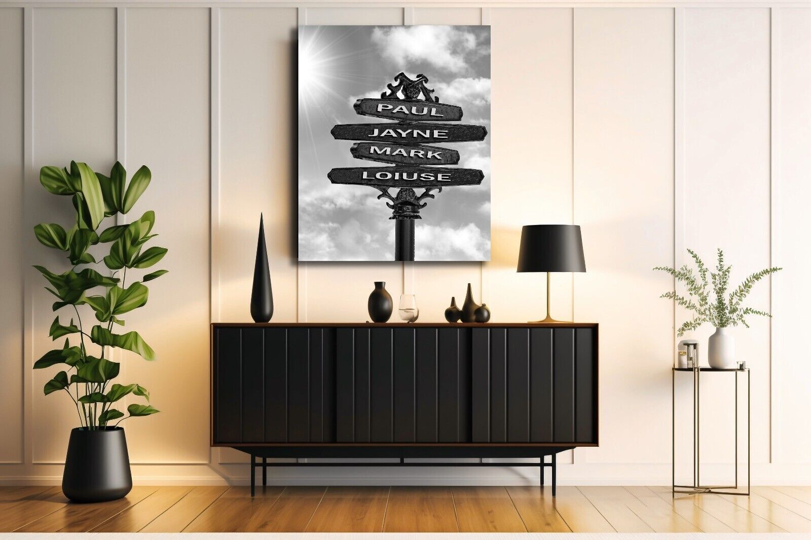 Personalized Personal Names on Vintage Street Sign Canvas Wall Art Print