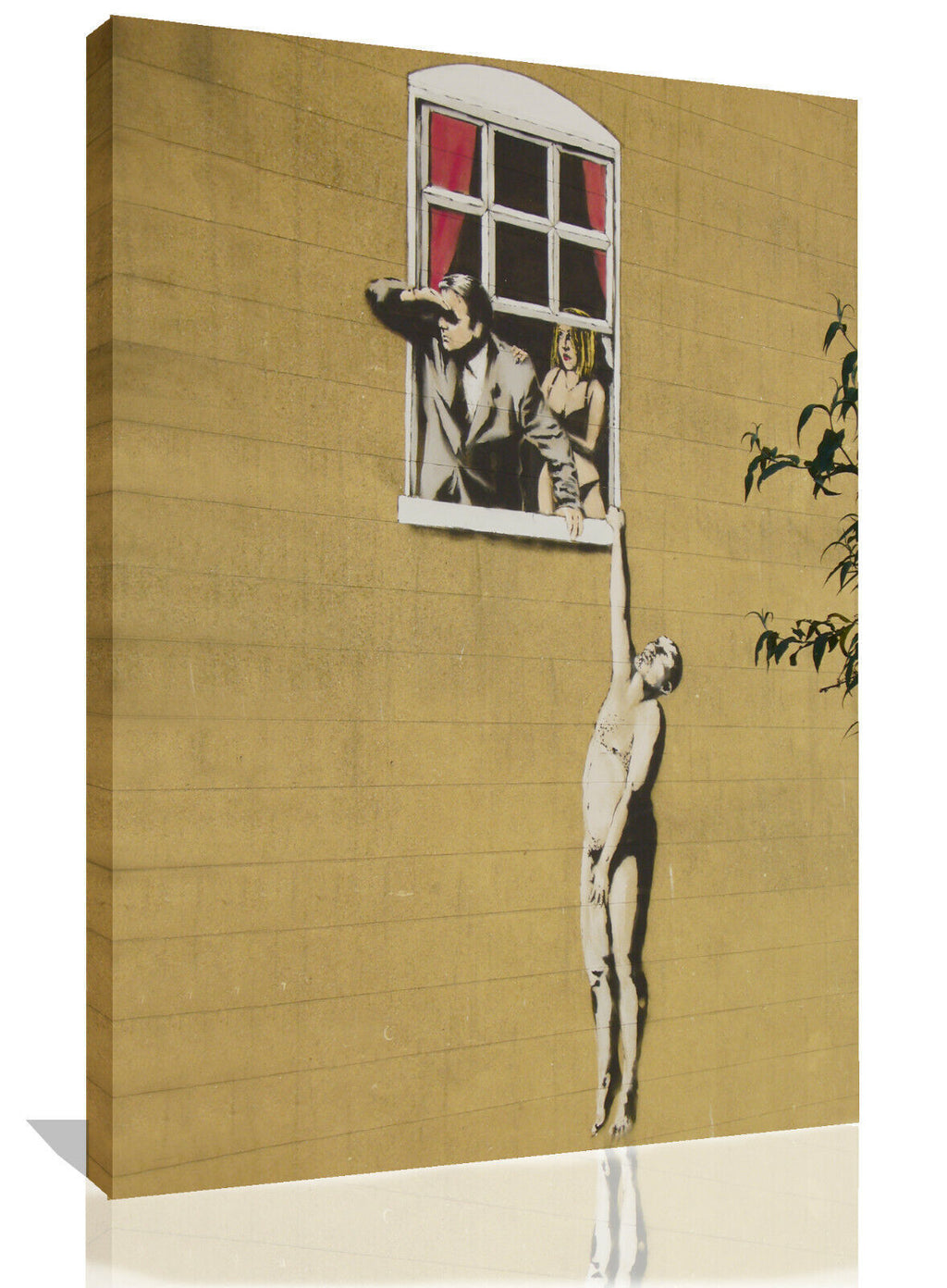BANKSY BRISTOL LOVER HANGING FROM WINDOW CANVAS WALL ART GRAFFITI PRINT PICTURE