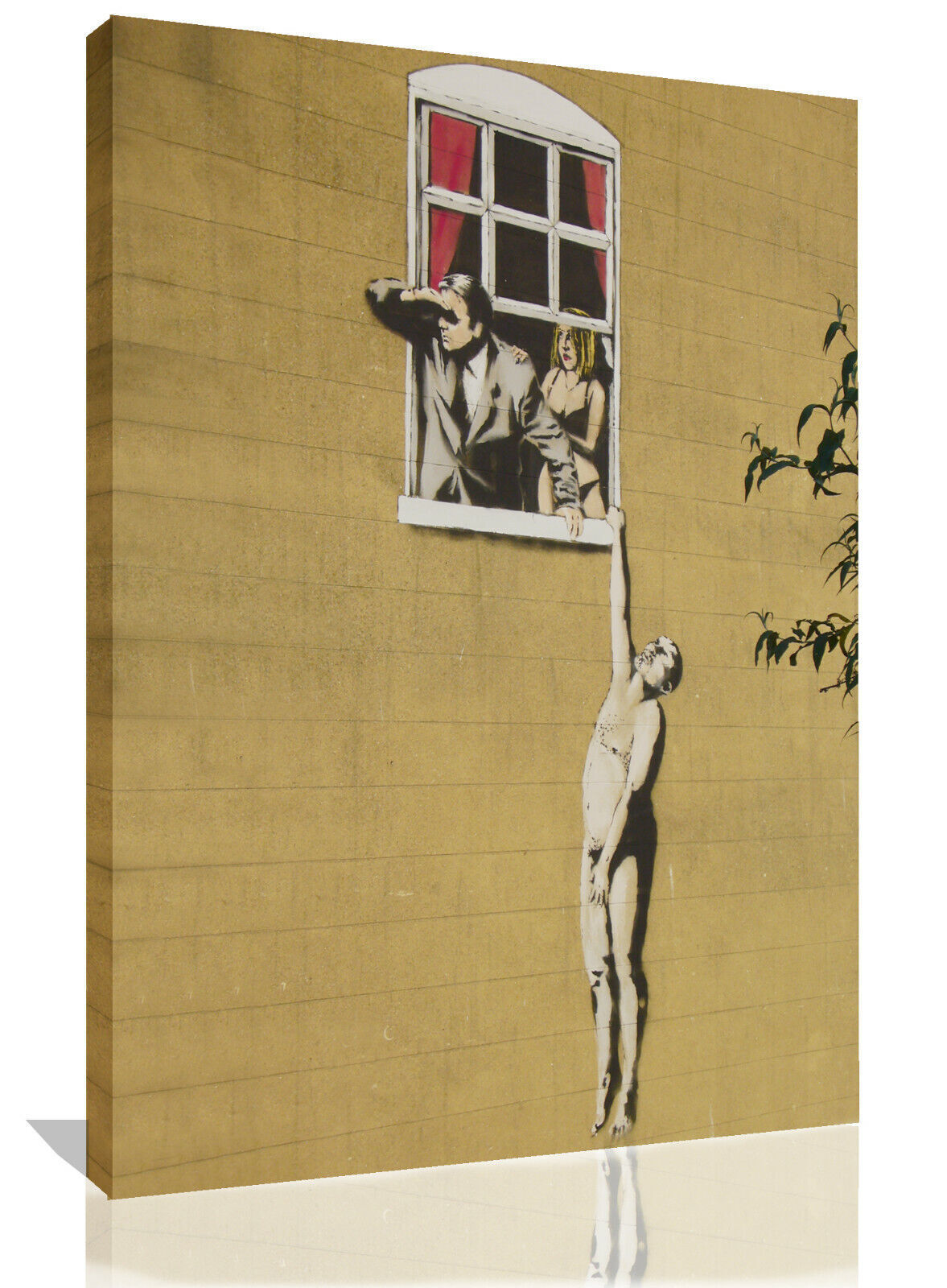 BANKSY BRISTOL LOVER HANGING FROM WINDOW CANVAS WALL ART GRAFFITI PRINT PICTURE