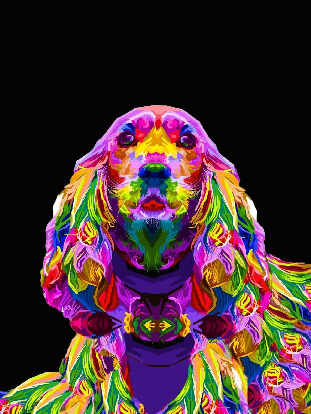 Portrait Colourful Spaniel Dog Abstract Pop Art Canvas Wall Art Picture Print