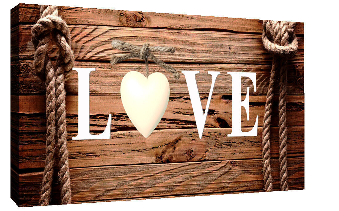 Shabby Chic Love Quote Decoration Framed Canvas Print Wall Art Ready To Hang