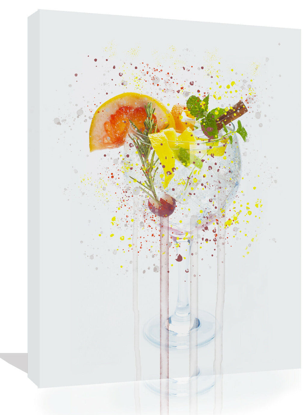 GIN AND TONIC DRINK CANVAS WALL SPLASH ART PICTURE PRINT