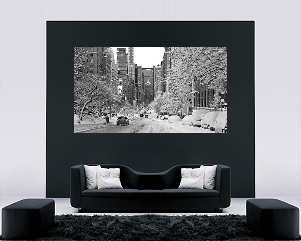 Winter Snow Covered New York Cotton Canvas Wall Art Picture Print A0 A1 A2 A3 A4
