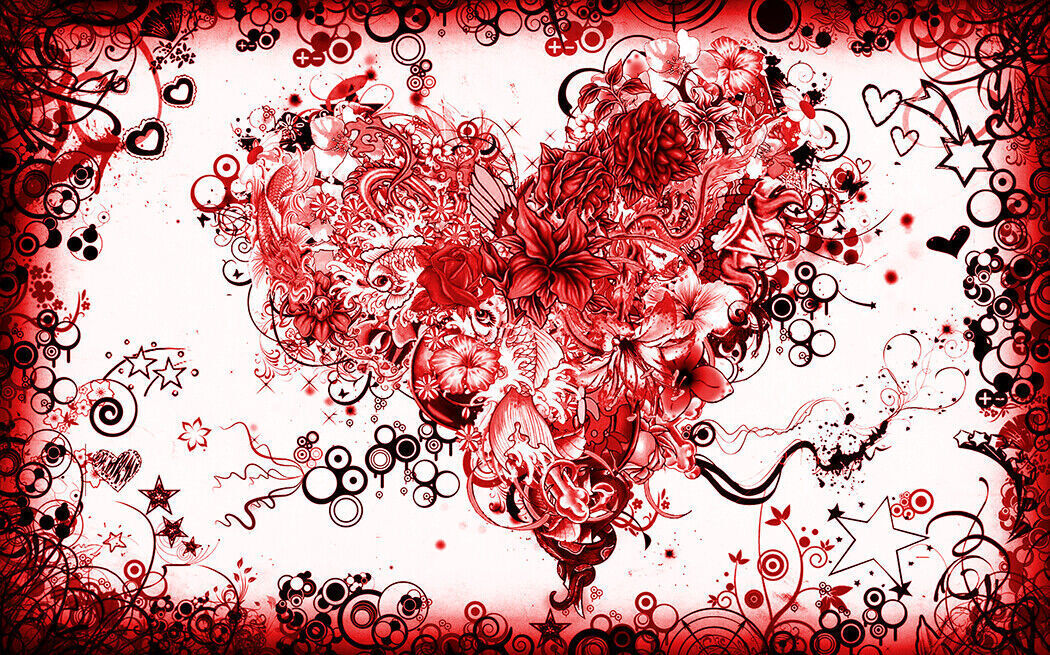 Stunning Red Abstract Heart Canvas Wall Art Picture Print - A0, A1, A2