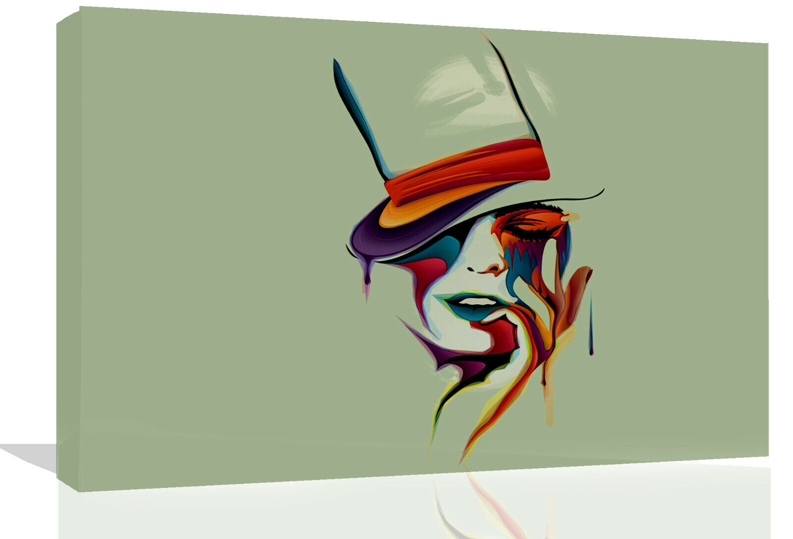 Abstract Face Grey and Multi Coloured CANVAS WALL ART PICTURE PRINT