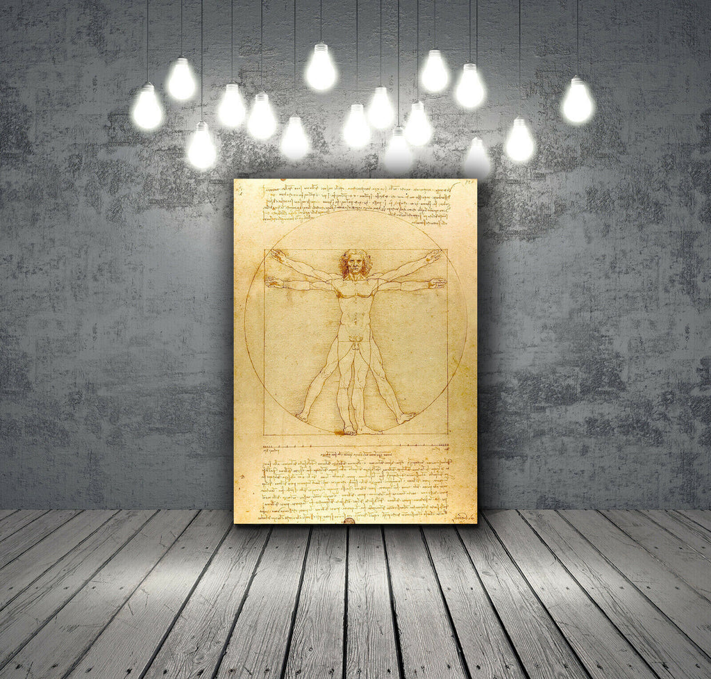 Vitruvian Man By Leonardo Da Vinci Canvas Print Wall Art Picture