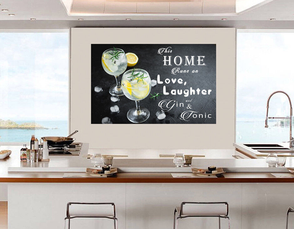 Gin & Tonic Home Quote Canvas Wall Art Picture Print