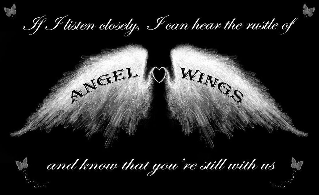 Angel Wings Wall Art Picture 'IF I Listen Closely' Quote Canvas Print Black