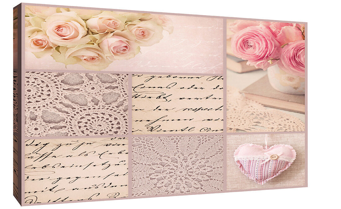 Pink Vintage Retro Flowers Floral Canvas Wall Art Print Picture - all sizes