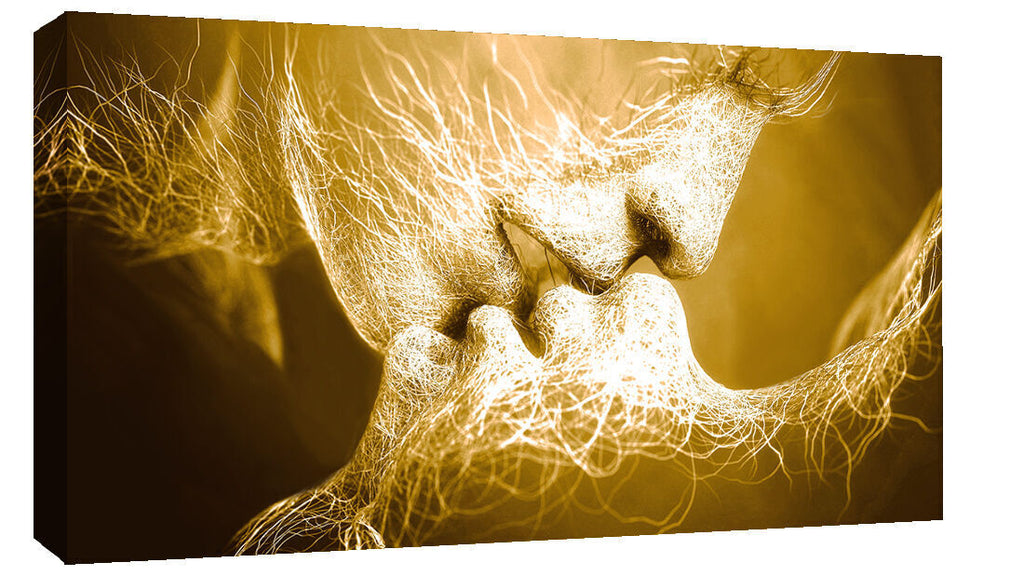 Brown/Gold Tones Love Kiss Abstract Art on CANVAS WALL ART Picture Print