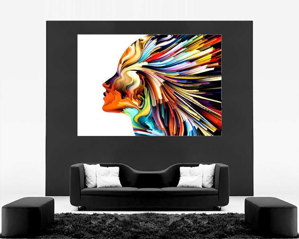 Modern Abstract Rainbow Face Canvas Wall Art Picture Print A4 A1 A2 A3