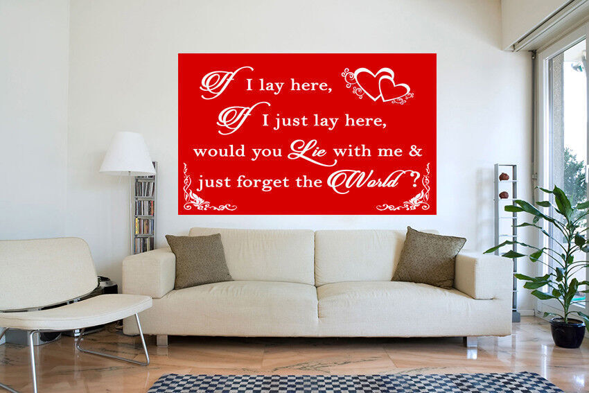 If I Lay Here - Snow Patrol QUOTE Canvas Wall Art Picture Print - Red & White