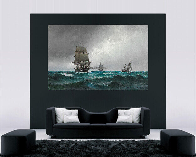 CARL LOCHER QUIET EVENING IN THE NORTH SEA painting canvas wall art print