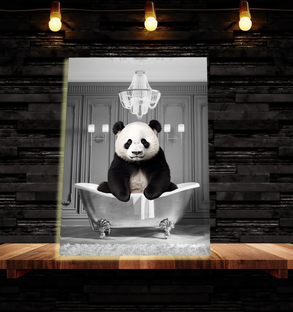Animal Panda bathing in bathtub Canvas Wall Art Picture Print